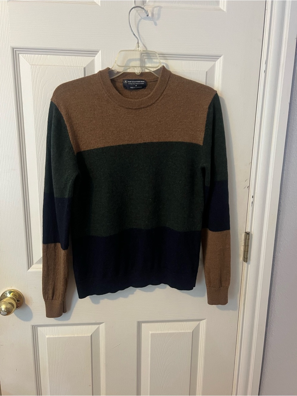 Hart Schaffner Marx Brown, Green & Navy Colorblock Crewneck